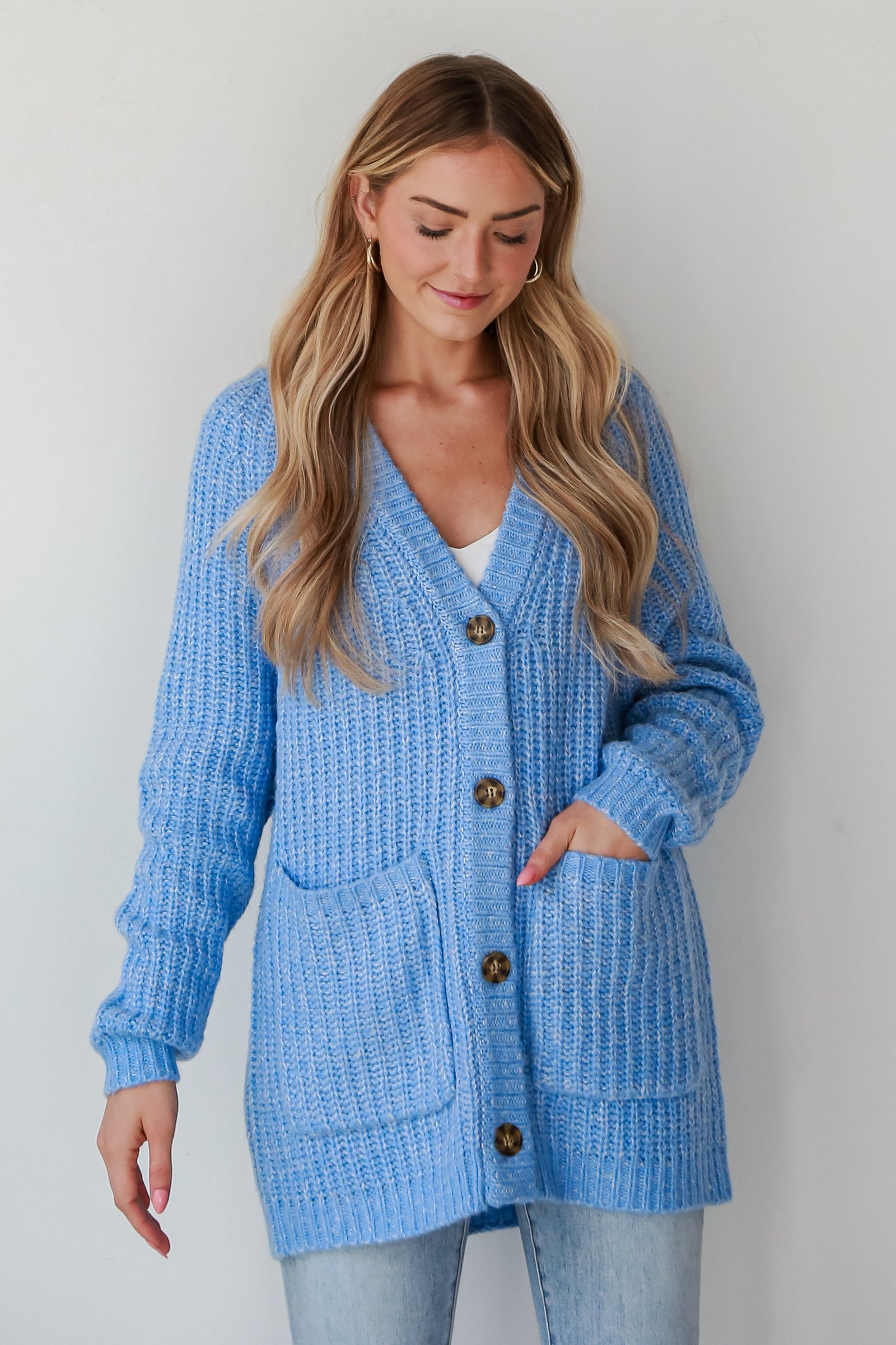 All Up To You Blue Oversized Sweater Cardigan