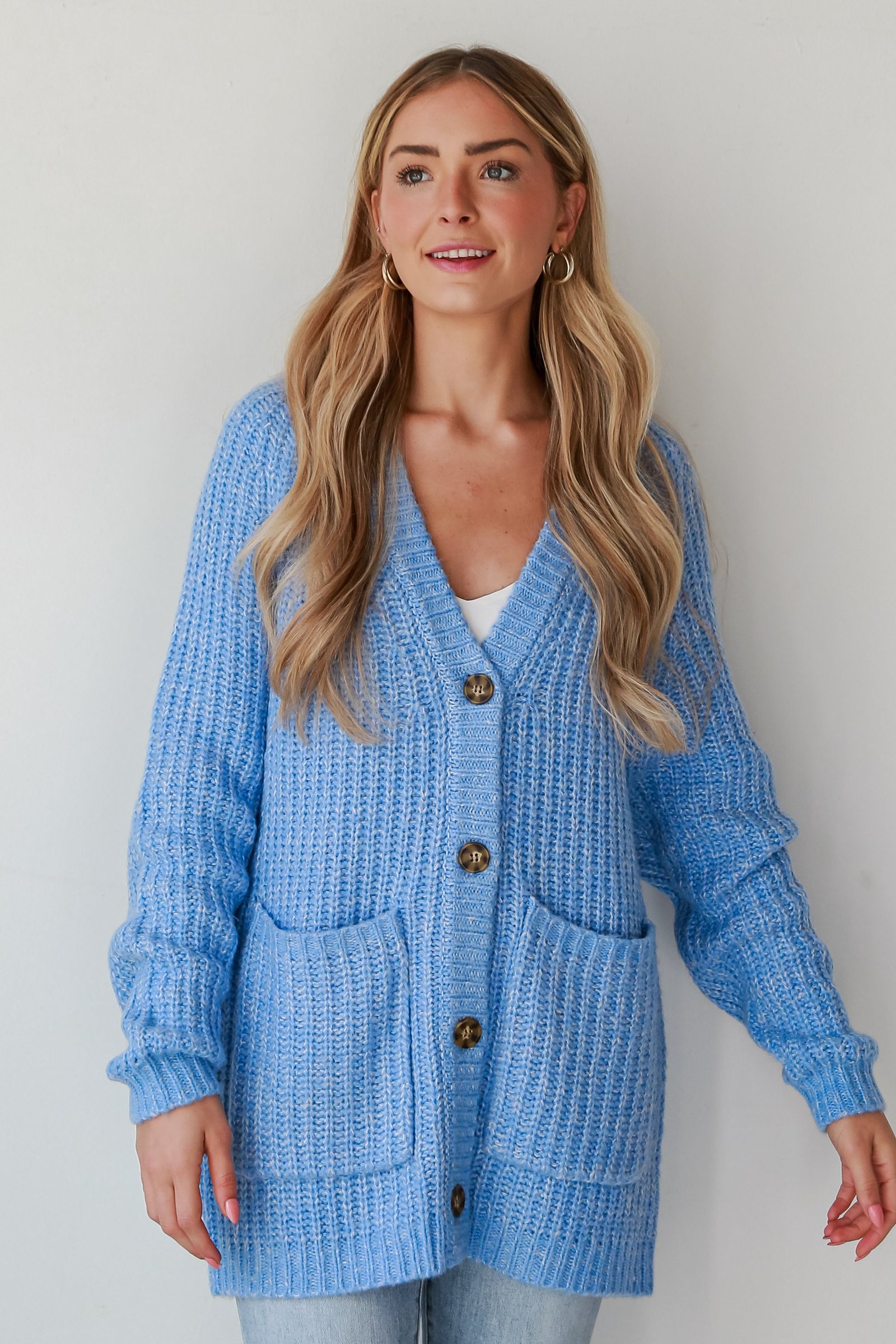 All Up To You Blue Oversized Sweater Cardigan