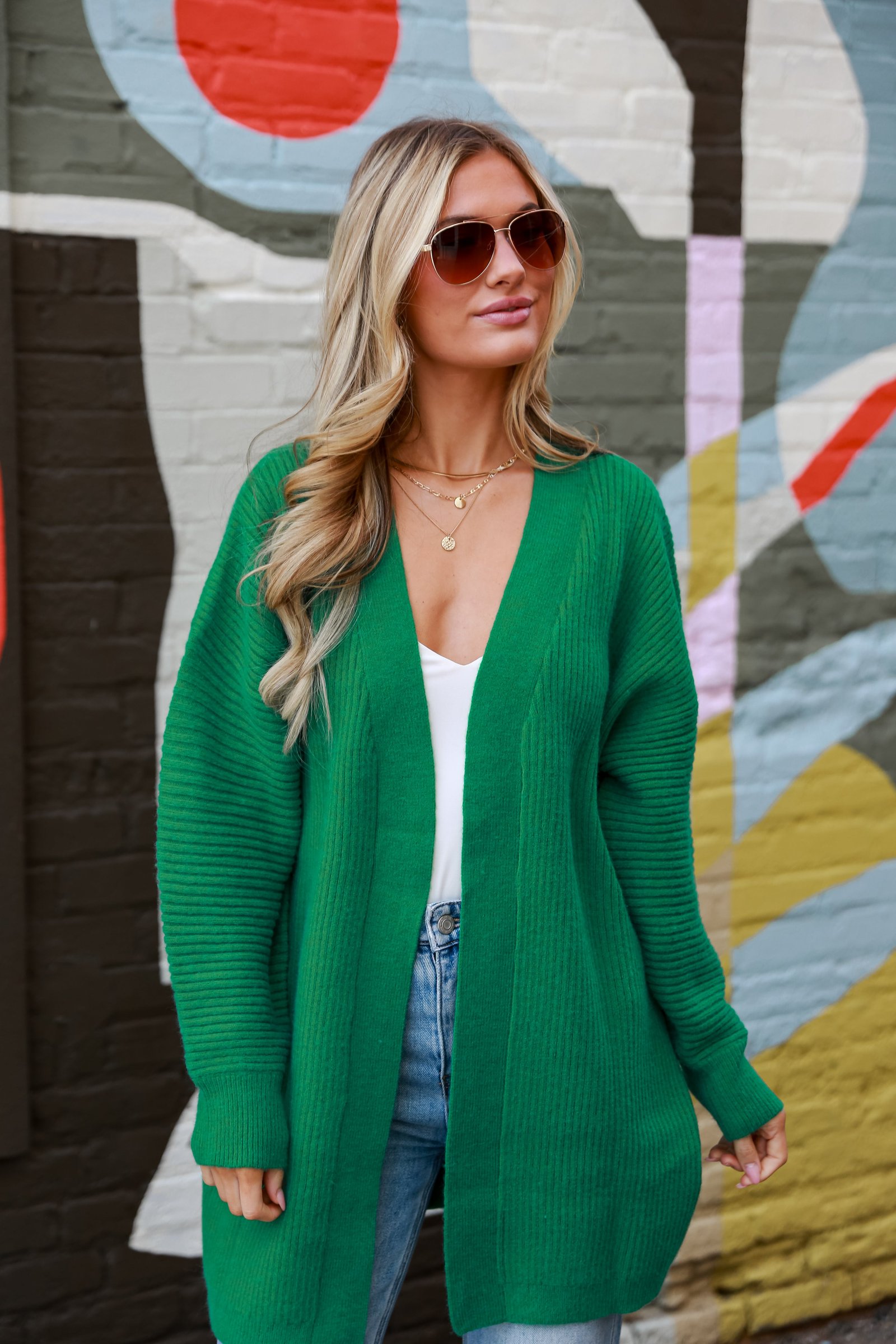 Delightfully Warm Green Sweater Cardigan