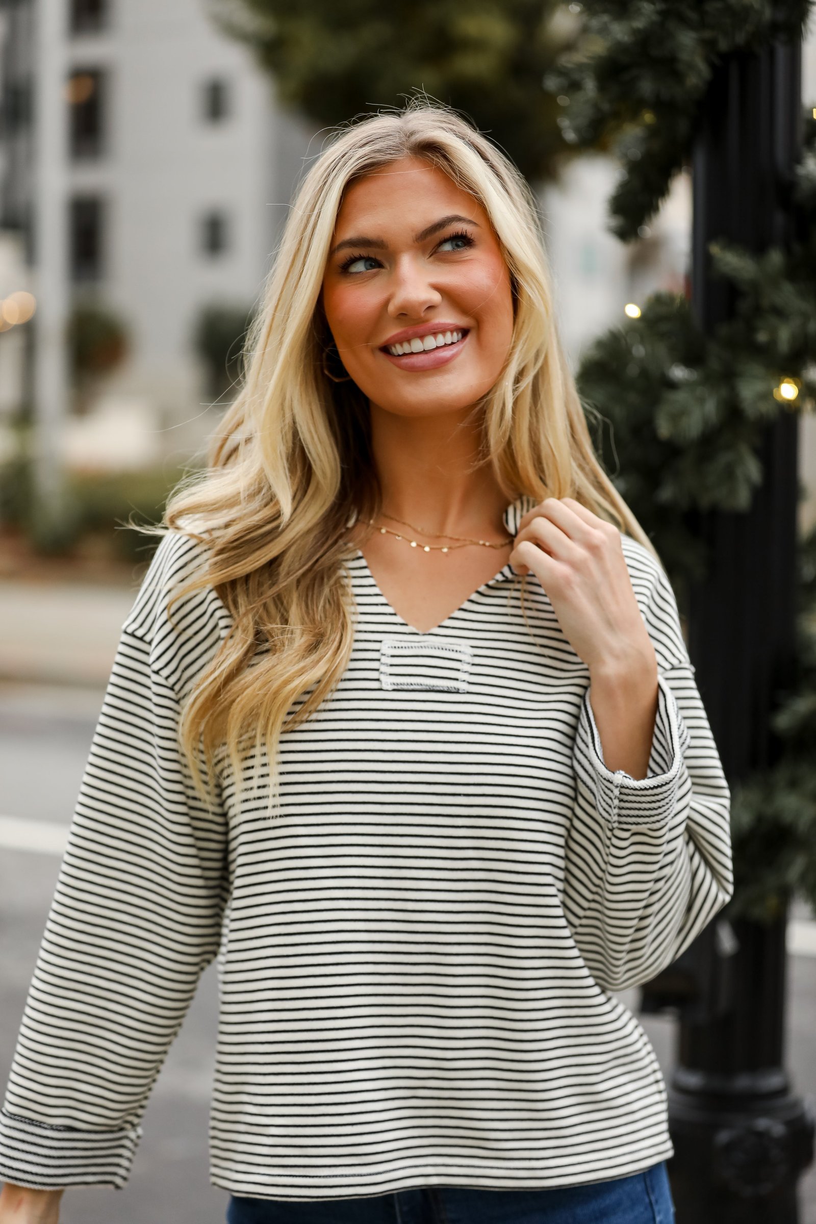 Won't Let You Down White Striped Knit Top